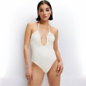 🌻NEW w.tag Good American Ivory "Leilani" One Piece Swimsuit Size 1 = Size Small